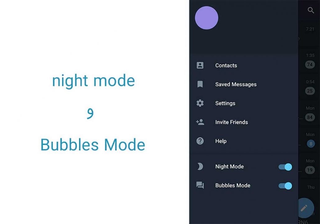 night mode در تلگرام ایکس